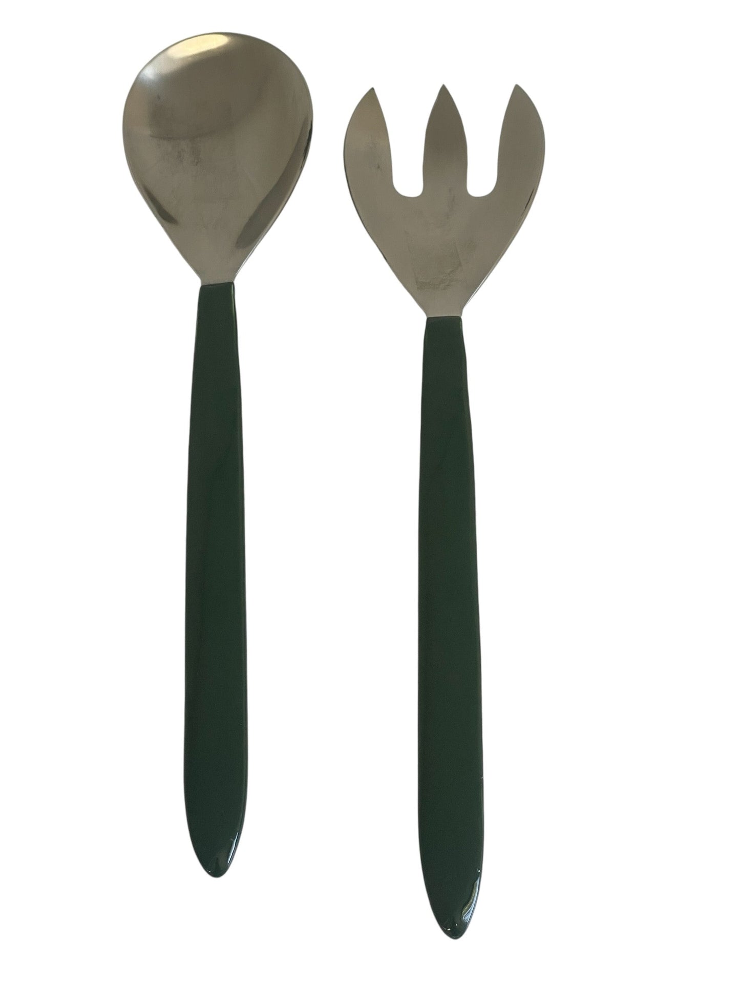 88H Salad Servers W/ Deep Green Enamel