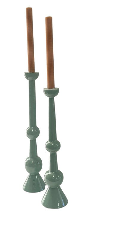 88J Enamelled Green Candlestick Small 39Cm