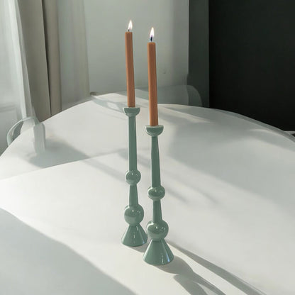 88K Enamelled Green Candlestick Large 44Cm