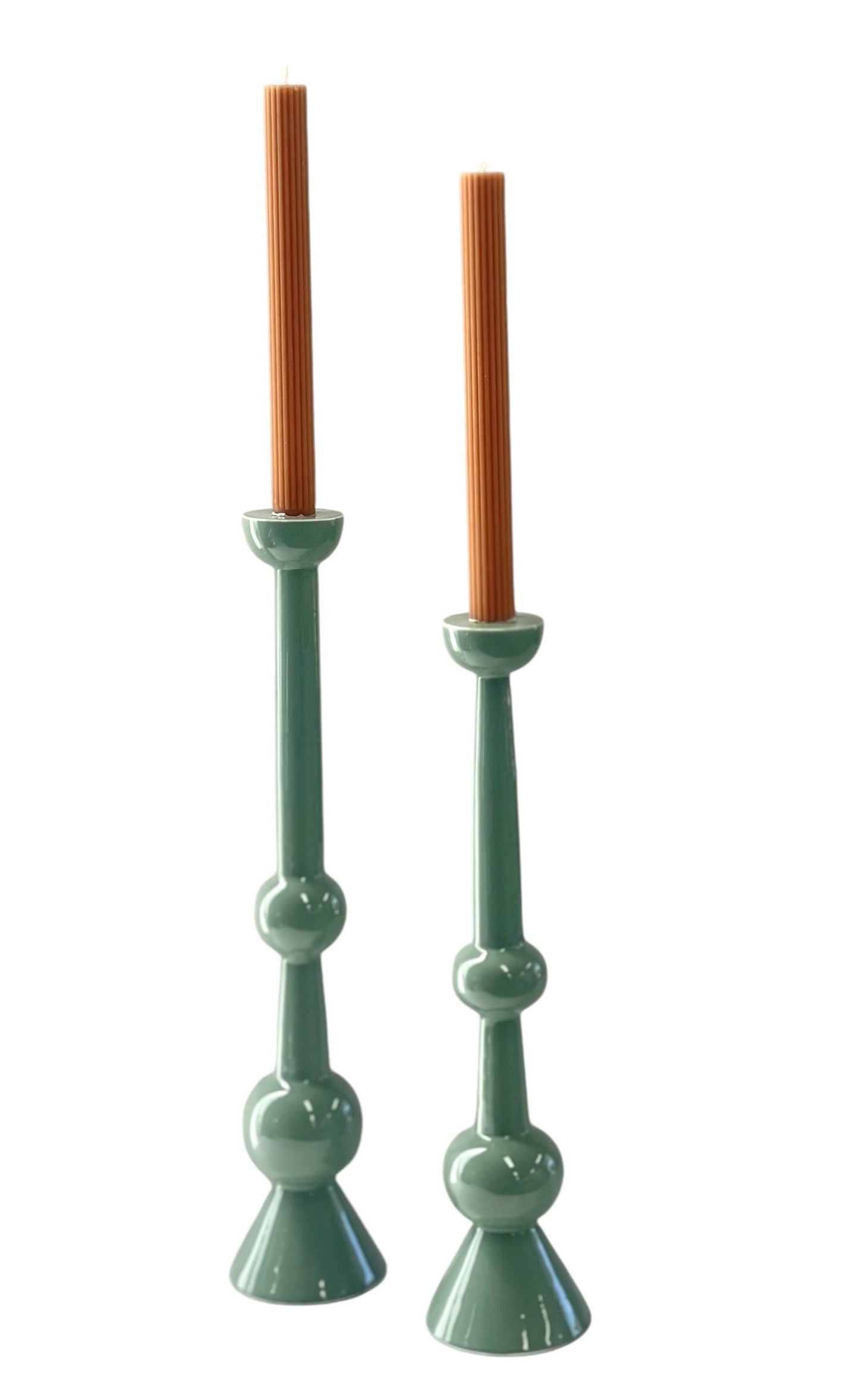 88K Enamelled Green Candlestick Large 44Cm