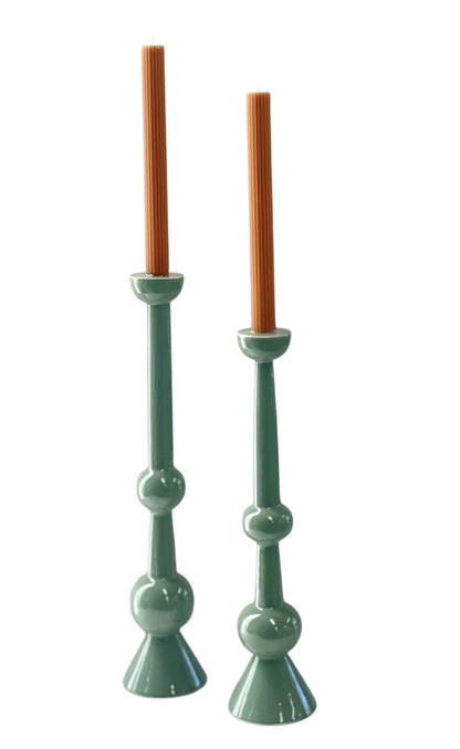 88K Enamelled Green Candlestick Large 44Cm