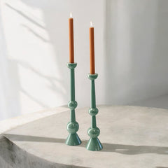 88J Enamelled Green Candlestick Small 39Cm
