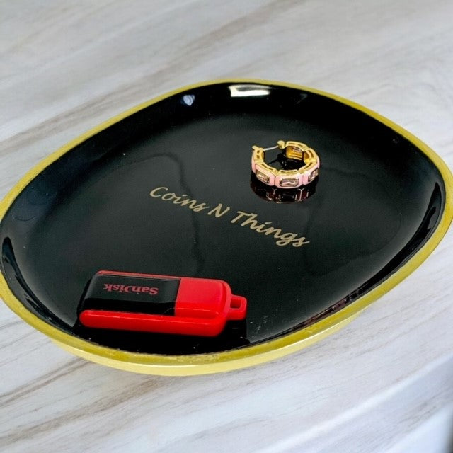 88B Black/Gold Trinket Dish Keys N Things