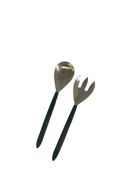 88H Salad Servers W/ Deep Green Enamel