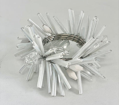 8F - Wreath Napkin Ring Wht/Slvr:Set10