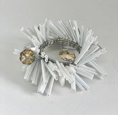 8G - Wreath Napkin Ring Wht/Gld:Set10