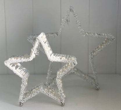 8J - Beaded Standing Star Large White