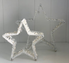 8H - Beaded Standing Star Small White