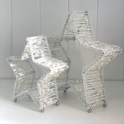 8J - Beaded Standing Star Large White