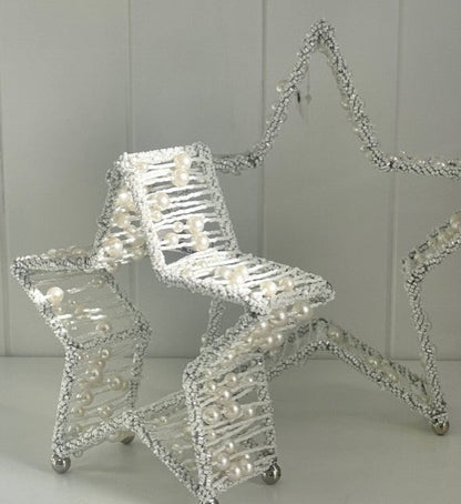 8H - Beaded Standing Star Small White