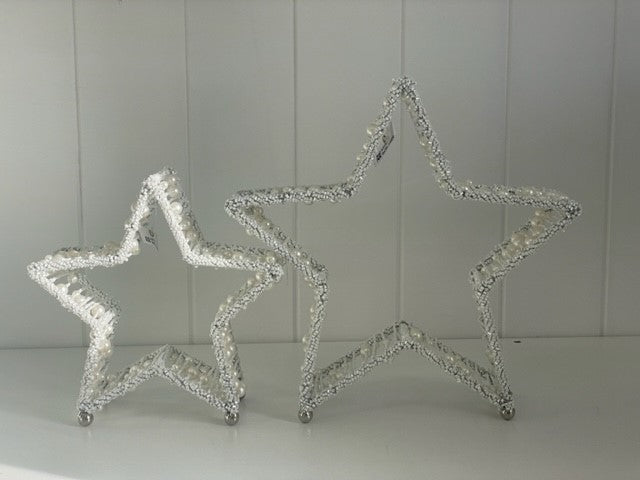 8J - Beaded Standing Star Large White
