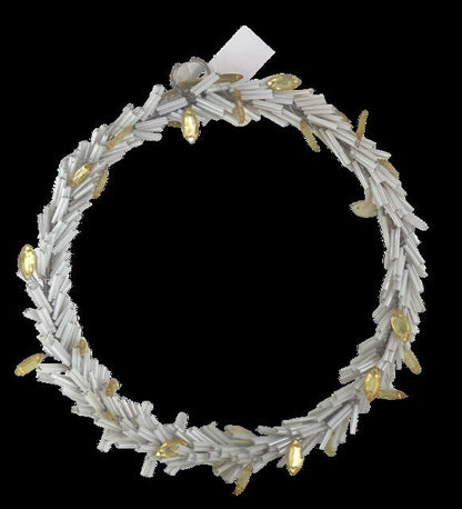 8K - Beaded Wreath Hanging Deco White/Gold