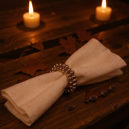 8L Gold Cluster  Balls Napkin Ring: Set Of 12