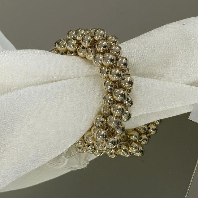 8L Gold Cluster  Balls Napkin Ring: Set Of 12