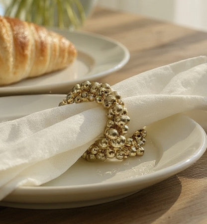 8L Gold Cluster  Balls Napkin Ring: Set Of 12