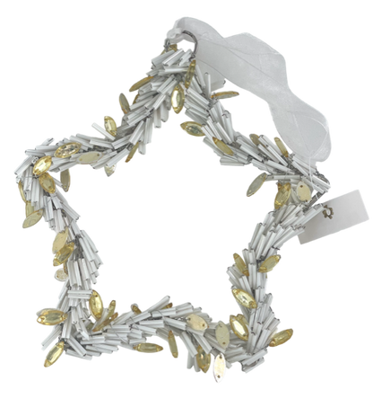 8M - Beaded Star White/Gold Crystals