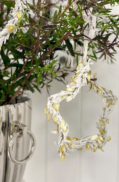 8M - Beaded Star White/Gold Crystals