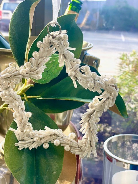 8N - Beaded Star White Pearls