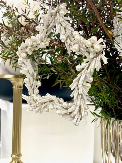 8N - Beaded Star White Pearls