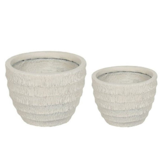 Set/2 Nested Ribbed Textured Planters 28x28x21/22x22x16.5cm
