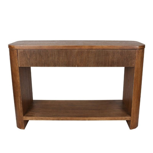 Mid-Century Style Console Table w/2 Drawers + Shelf 122x40x80.5