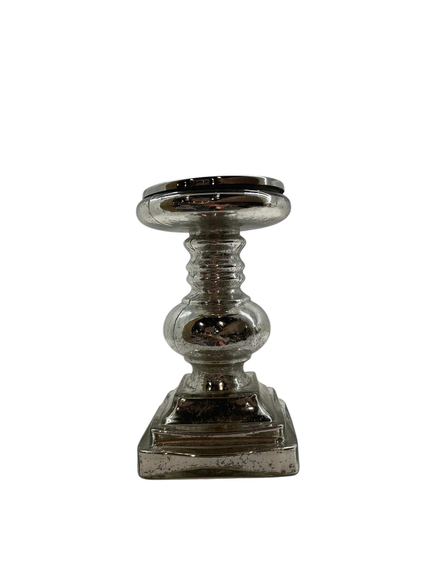 91Ws Pillar Candle Sqr Squat Silver 23X13Cm