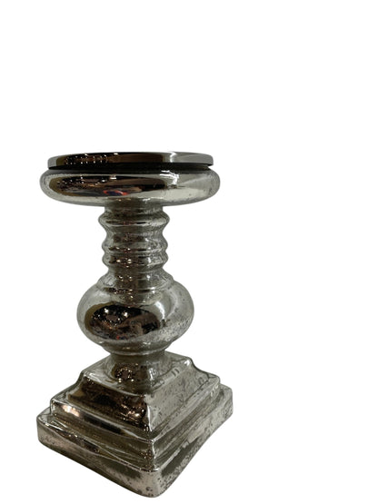 91Ws Pillar Candle Sqr Squat Silver 23X13Cm