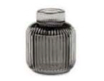 92G - Glass Tealight/Taper Ribbed: Smoke