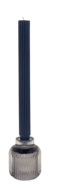 92G - Glass Tealight/Taper Ribbed: Smoke