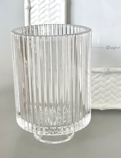 92N - Glass Tealight/Taper Ribbed: Clear
