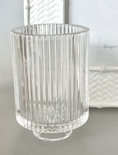 92N - Glass Tealight/Taper Ribbed: Clear