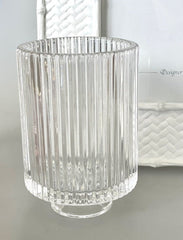 92N - Glass Tealight/Taper Ribbed: Clear