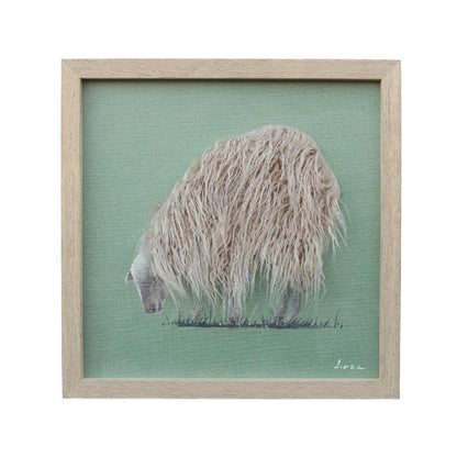Long-Haired Sheep Hand-made Framed Canvas Wall Art 40x2.5x40cm
