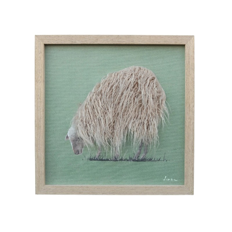 Long-Haired Sheep Hand-made Framed Canvas Wall Art 40x2.5x40cm