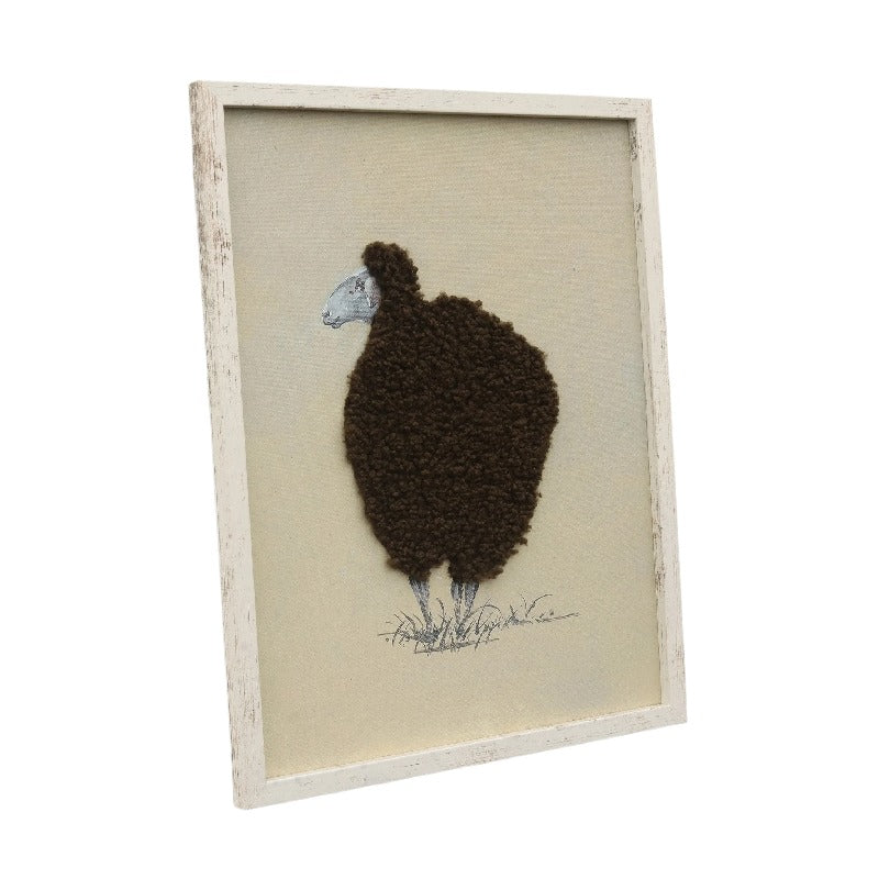 Cuddly Sheep Hand-Made Framed Canvas Wall Art 40x2.5x50cm