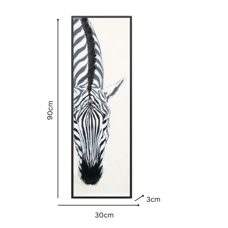 Classic Zebra w/Artificial Fur Framed Canvas Wall Art 30x3.5x90cm