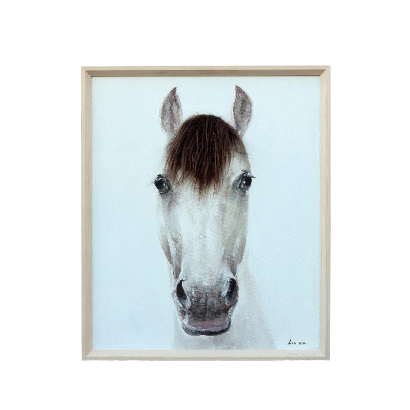 Horse Mugshot w/Artificial Hair Framed Canvas Wall Art 50x60cm