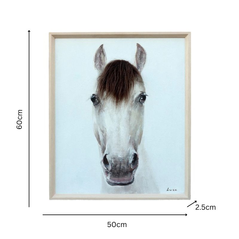 Horse Mugshot w/Artificial Hair Framed Canvas Wall Art 50x60cm