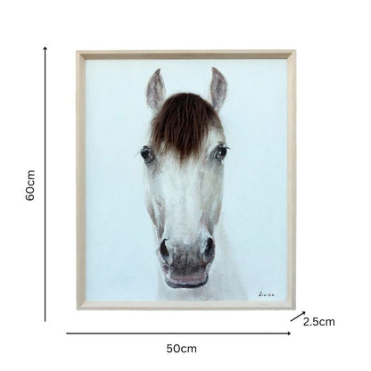Horse Mugshot w/Artificial Hair Framed Canvas Wall Art 50x60cm