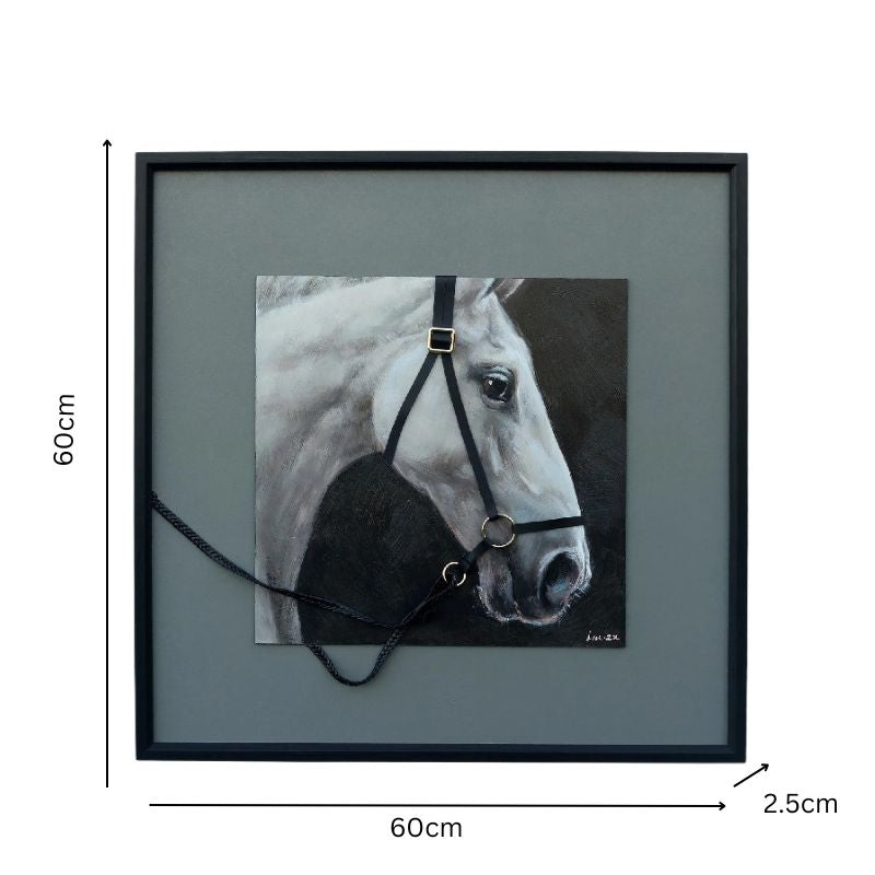 Horse w/3-D Bridle Framed Canvas Wall Art 60x60cm