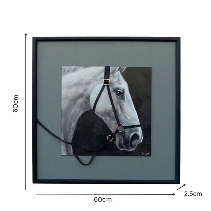 Horse w/3-D Bridle Framed Canvas Wall Art 60x60cm