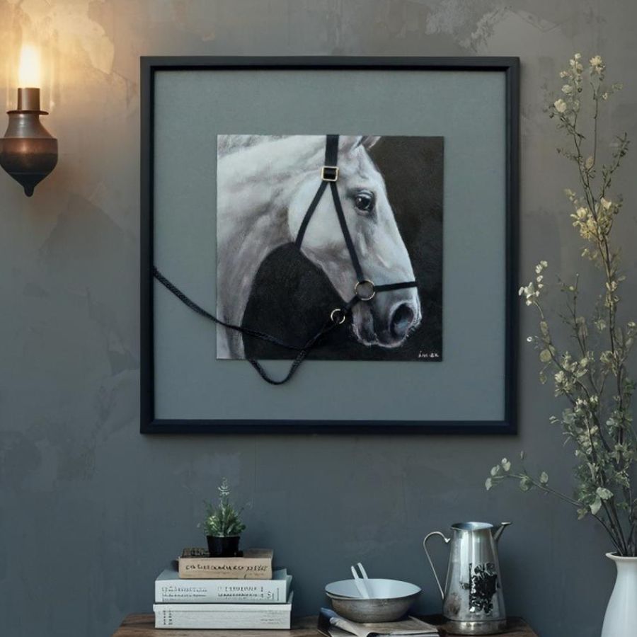 Horse w/3-D Bridle Framed Canvas Wall Art 60x60cm