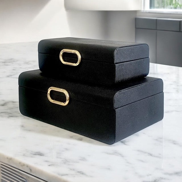 97U Black Decor Box Oval Badge Small: 24X12X8