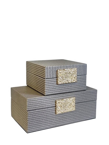 98F Mocha Decor Box Gold Latch Large 25X15X10