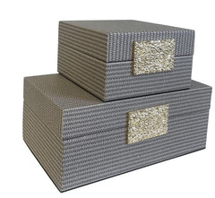 98F Mocha Decor Box Gold Latch Large 25X15X10