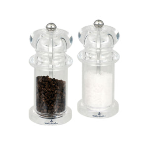 Salt & Pepper Mill Set - Acrylic and Stainless Steel - 14cm