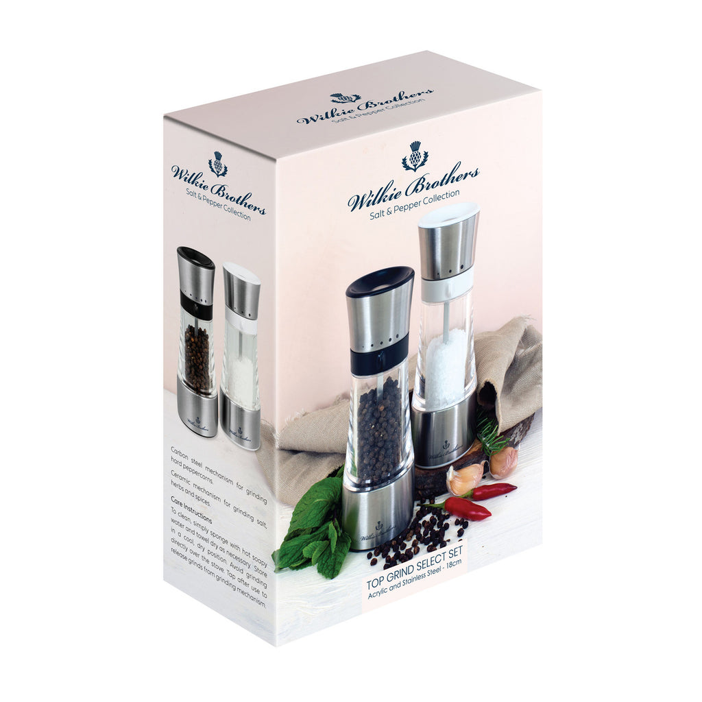 Salt & Pepper Mill Set Stainless Steel - 18cm