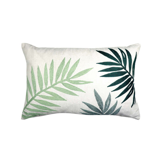 Palms Green Embroidered Cushion