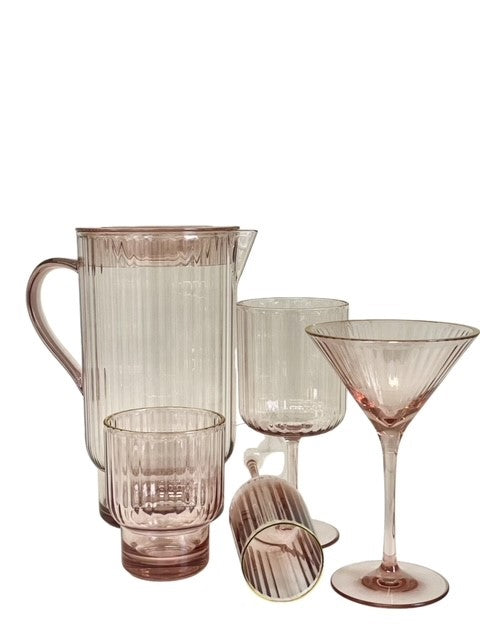 9E - Pink/Gold Rim Rib Tumbler Acrylic