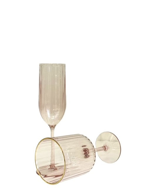 9H - Pink/Gold Rim Rib Flute Champ Acrylic
